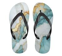GuoChe Chanclas de goma cómodas para mujer para nadar al aire libre, senderismo, viajes, bodas, Mármol Blanco Turquesa, XX-Large