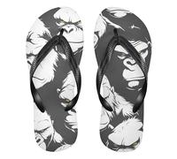 GuoChe Chanclas de goma para hombre, antideslizantes, para natación al aire libre, senderismo, viajes, yoga, Gorilla - Patrón blanco y negro, X-Large