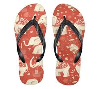 GuoChe Chanclas de goma para hombre, esenciales para mujer, para ducha, piscina, hogar, Elefantes Fondo Rojo Arte, Small