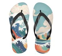 GuoChe Chanclas de goma para hombre esenciales para natación al aire libre, senderismo, viajes y caminatas, Arte colorido Wave Cloud, Small