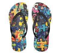 GuoChe Chanclas de goma para hombre, para natación, senderismo, viajes, boda, Diseño colorido de rompecabezas, XX-Large