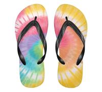 GuoChe Chanclas de goma para hombre, sandalias acolchadas para natación al aire libre, senderismo, viajes, yoga, Patrón de teñido anudado, colores arcoíris, fondo de teñido anudado, XX-Large