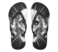 GuoChe Chanclas de goma para hombre, sandalias de playa ligeras para natación al aire libre, senderismo, viajes y caminatas, Calavera Signo de Paz Art, Large