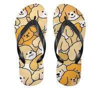 GuoChe Chanclas de goma para mujer, cojín para hombre, para ducha, piscina, playa, Bonito patrón de cachorro, Medium