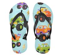 GuoChe Chanclas de goma para mujer, sandalias de playa de apoyo para natación al aire libre, senderismo, viajes a casa, Monsters Truck - Patrón azul, Small