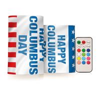 GuoChe Columbus Day - Velas LED parpadeantes con diseño de bandera de Estados Unidos con control remoto, decoración de fiestas y festividades, 2 unidades