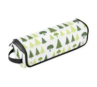GuoChe Con alfombrilla extraíble resistente al calor para alisadores, rizador, secador de pelo, bolsa de viaje con patrón de pino verde para mujer