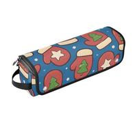 GuoChe Con alfombrilla extraíble resistente al calor para planchas planas, planchas, rizadores, manoplas de Navidad, fondo azul, artículos esenciales de viaje portátiles