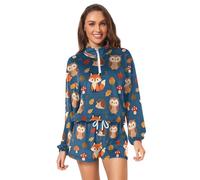 GuoChe Conjunto de pijama cómodo para mujer con estampado de animales de bosque, Patrón de animales de bosque, X-Large