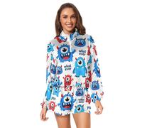 GuoChe Conjunto de sudadera con patrón de monstruos coloridos para mujer, conjunto casual, Patrón de monstruos coloridos, XX-Large