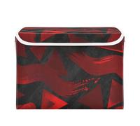 GuoChe Contenedor de almacenamiento plegable de tela con tapa, diseño de pincel, formas rojas y negras, organizador de cubos grandes, contenedores de almacenamiento de ropa para el hogar, oficina