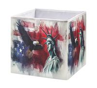 GuoChe Contenedor de almacenamiento plegable de tela para estante de oficina, decoración de ropa, bandera del día de los presidentes de Estados Unidos y Lady Liberty