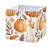 GuoChe Contenedor de almacenamiento plegable de tela para juguetes, libros, estantes, armarios, acuarela, patrón de Acción de Gracias, calabazas y peras