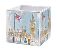 GuoChe Contenedor de almacenamiento plegable para organización de estantes, banderas a la mitad, escena de mástil