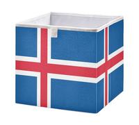 GuoChe Contenedores de almacenamiento plegables de tela, cestas organizadoras para organización de estantes, cesta para estantes, bandera de Islandia