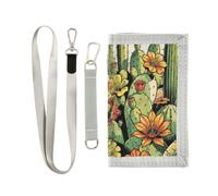 GuoChe Cordura - Cartera de tela de nailon con diseño de cactus desierto del suroeste bohemio verde azulado