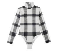GuoChe Corsé de cuello alto para mujer, parte superior elástica para salir, talla S, Cuadros escoceses escoceses blancos, Large