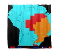 GuoChe Cortina de ducha ligera de tela de poliéster para decoración de baño, 72 x 72 pulgadas, color Brasil, mapa de región con banderas