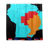 GuoChe Cortinas de ducha de tela de poliéster lavable, cortina de baño para decoración de baño, 72 x 72 pulgadas, mapa de región resaltado de Brasil con banderas