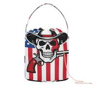 GuoChe - Cráneo con pistolas de cruce, bandera de Estados Unidos, bolsa de almacenamiento de ganchillo, bolsa de almacenamiento con agujeros, almacenamiento de viaje para soporte de agujas
