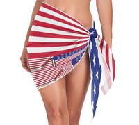 GuoChe Cubierta de traje de baño con bandera de Estados Unidos, color rojo, blanco y azul, cubierta de traje de baño para mujer, cubierta de bikini para mujer