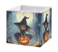 GuoChe Cubo de almacenamiento de tela, plegable, cajas de almacenamiento de tela para juguetes, libros, estantes, armarios, Halloween, bruja mágica