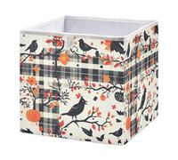 GuoChe Cubo de almacenamiento plegable para estante de oficina, decoración de ropa, Halloween, escena de cuervo a cuadros