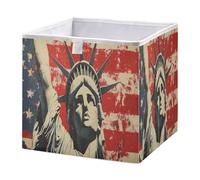 GuoChe Cubos de almacenamiento, cesta organizadora plegable para estantes de armario, bandera del día de los presidentes de Estados Unidos y Lady Liberty