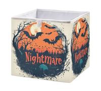 GuoChe Cubos de almacenamiento plegables de tela, cestas organizadoras para aula, pesadilla, Halloween, escena de murciélagos