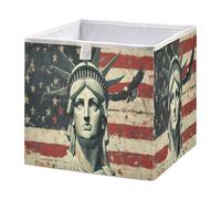 GuoChe Cubos de almacenamiento plegables, organizadores, para habitación de niños, bandera del día de los presidentes de Estados Unidos, bandera y Lady Liberty