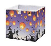 GuoChe Cubos de almacenamiento plegables, organizadores para organización del hogar, Halloween, fantásticas linternas flotantes, escena