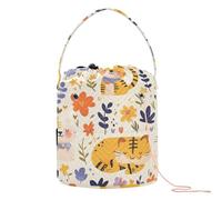 GuoChe Cute Tigers and Florals - Bolsa de almacenamiento de hilo con agujeros, bolsa de viaje para organizador de manualidades de agujas de ganchillo