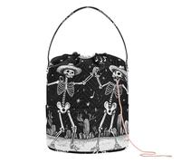 GuoChe Dancing Skeletons under Moonlight - Bolsa de almacenamiento de hilo para proyectos de hilo, almacenamiento portátil de agujas para ganchillo, ganchillo, viajes