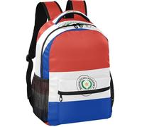 GuoChe Daypack con aspecto minimalista, forro de piel de melocotón, 6 compartimentos para adolescentes de 7 a 18 años para viajes Bandera Nacional de Paraguay