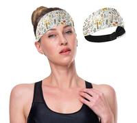 GuoChe Diadema elástica para correr, yoga, gimnasio, deportes atléticos, con diseño de abejas blancas rústicas, con flores de primavera