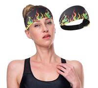 GuoChe Diadema elástica para el cabello, color negro fluorescente, color llama, refrescante, para maquillaje, tenis, baloncesto, voleibol