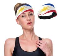 GuoChe Diadema grande antideslizante con la bandera nacional de Filipinas para mujer, bandas elásticas para la cabeza ancha para el cabello de las mujeres