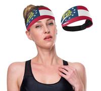 GuoChe Diademas de tela antideslizante con la bandera del estado de Georgia para mujer, bandas elásticas para el sudor para fútbol, senderismo, lavado de cara