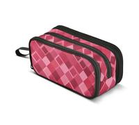 GuoChe Divertida bolsa de nailon a cuadros rojo oscuro con cremallera de gran capacidad, organizador de artículos de papelería para niños de oficina, Color 3, 1 size, Moderno