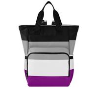 GuoChe Dobby - Mochila para pañales de nailon con múltiples bolsillos | Rayas horizontales negras, grises, moradas