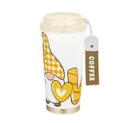 GuoChe E2c37d5c2f504523b0e794d395596dc3 - Vaso de café de viaje con tapa, taza de café de acero inoxidable para trabajo caliente y frío, 17 onzas