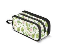 GuoChe Estuche de nailon con cremallera grande de color verde dulce y fruta blanca para lápices de gran capacidad, para escuela secundaria y adolescentes