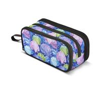 GuoChe Estuche de nailon con diseño de concha de color oscuro, estuche de gran capacidad para artículos de papelería de escuela secundaria para niños de oficina