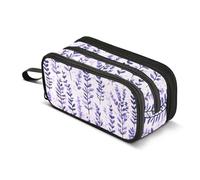 GuoChe Estuche de nailon con diseño de flores moradas de acuarela para lápices de gran capacidad, para niños de escuela secundaria