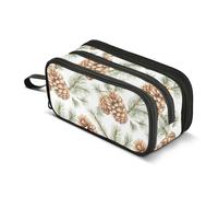 GuoChe Estuche de nailon con diseño de piñas de pino y ramas de pino, estuche de gran capacidad para niños, papelería escolar para adolescentes universitarios
