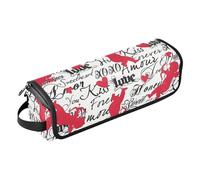 GuoChe Estuche de viaje 2 en 1 con alfombrilla resistente al calor, a prueba de polvo, bolsa alisadora de pelo de viaje para planchas planas, alisadores, rizadores, texto de amor amoroso y corazón