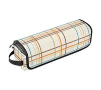 GuoChe Estuche de viaje 2 en 1 para rizador con alfombrilla resistente al calor, color naranja y marrón a cuadros