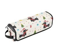 GuoChe Estuche de viaje grande para pelo y tapete resistente al calor, diseño navideño de perro salchicha