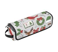 GuoChe Estuche de viaje impermeable para rizador con almohadilla resistente al calor, patrón navideño dibujado a mano