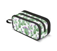 GuoChe Estuche grande de nailon con diseño de cactus de acuarela para niños, gran capacidad, estuche de malla para lápices, papelería para estudiantes universitarios